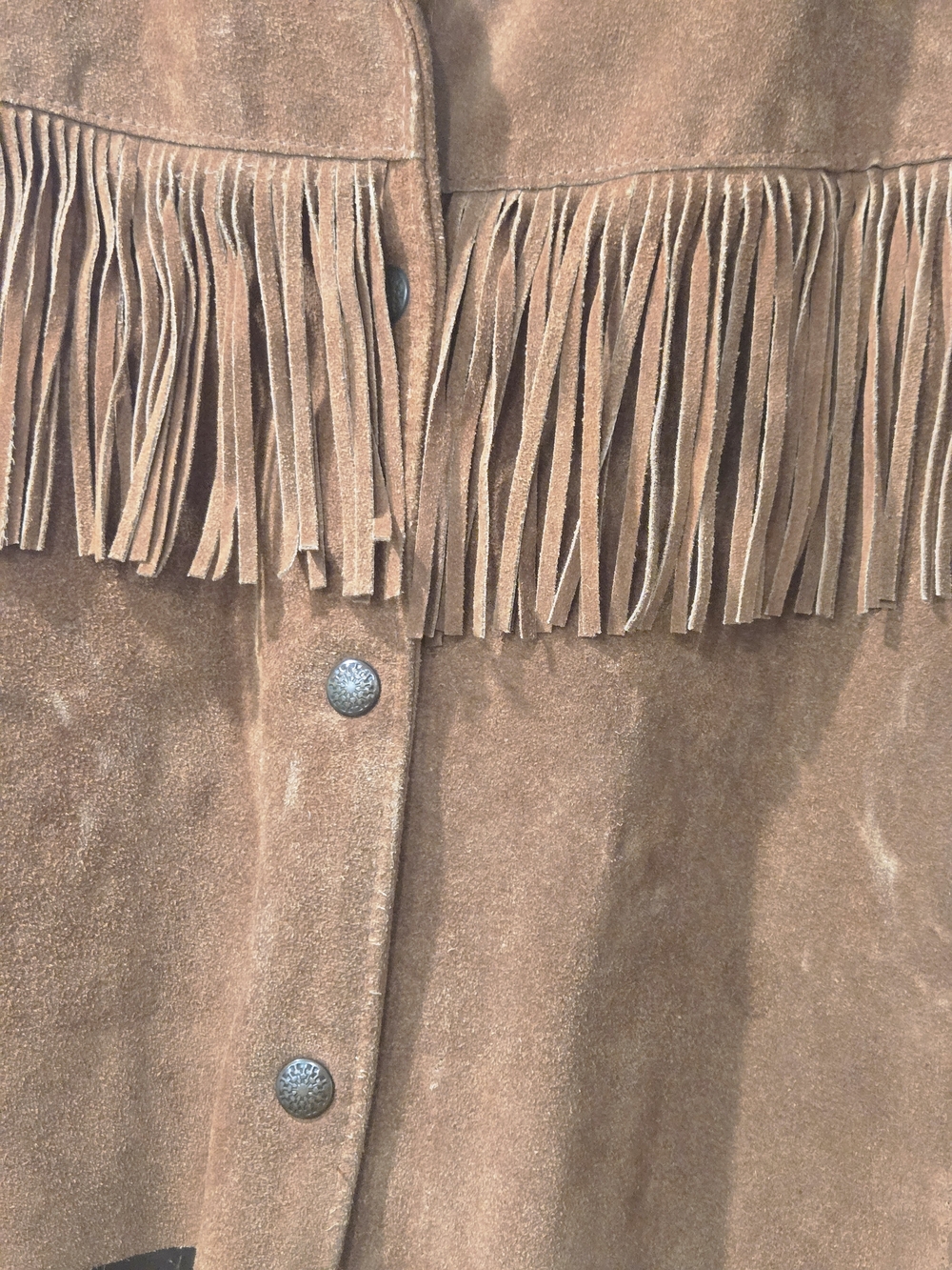 Vintage Lariat Leather Fringe Jacket Tan Cropped Western Suede Style